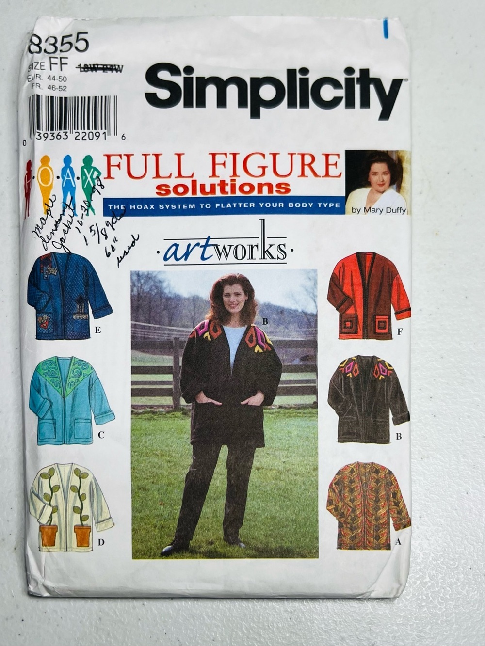 Vintage Simplicity 8355 Plus Size Jacket Sewing Pattern